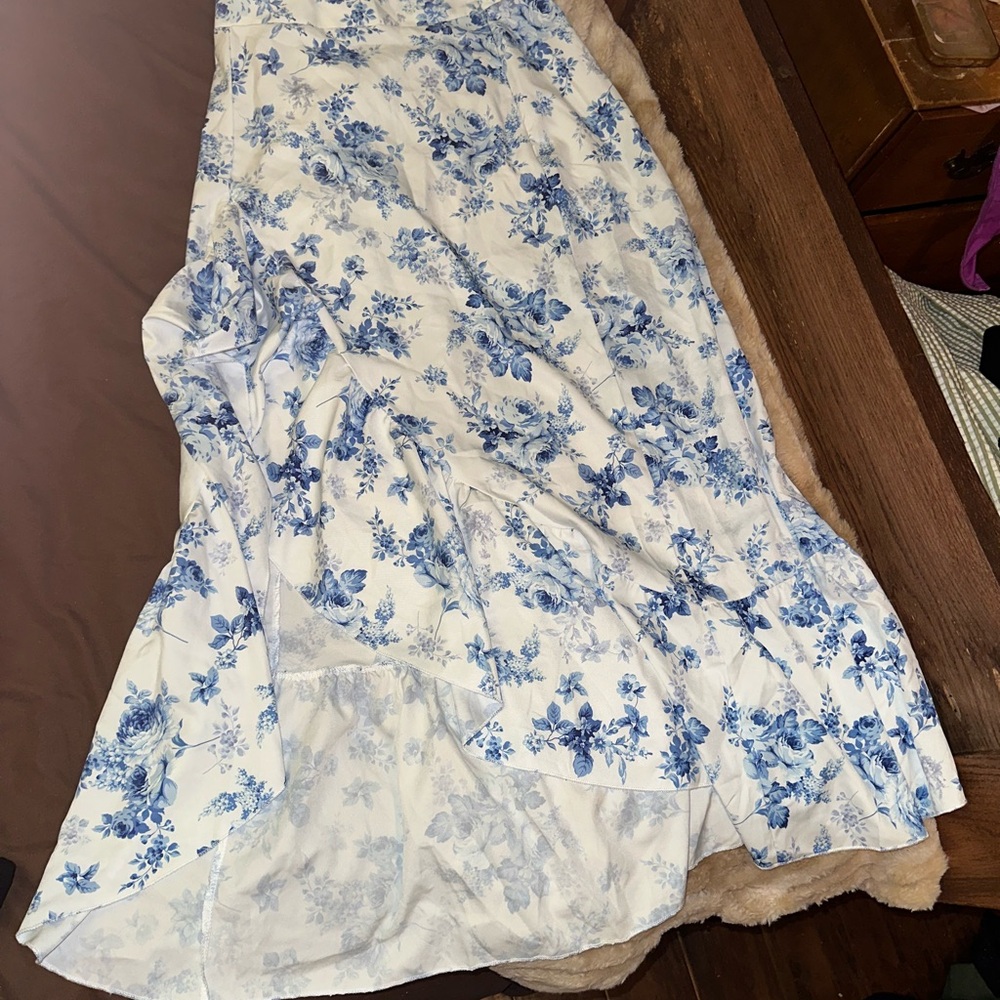 SHEIN Blue Floral A-Line Skirt